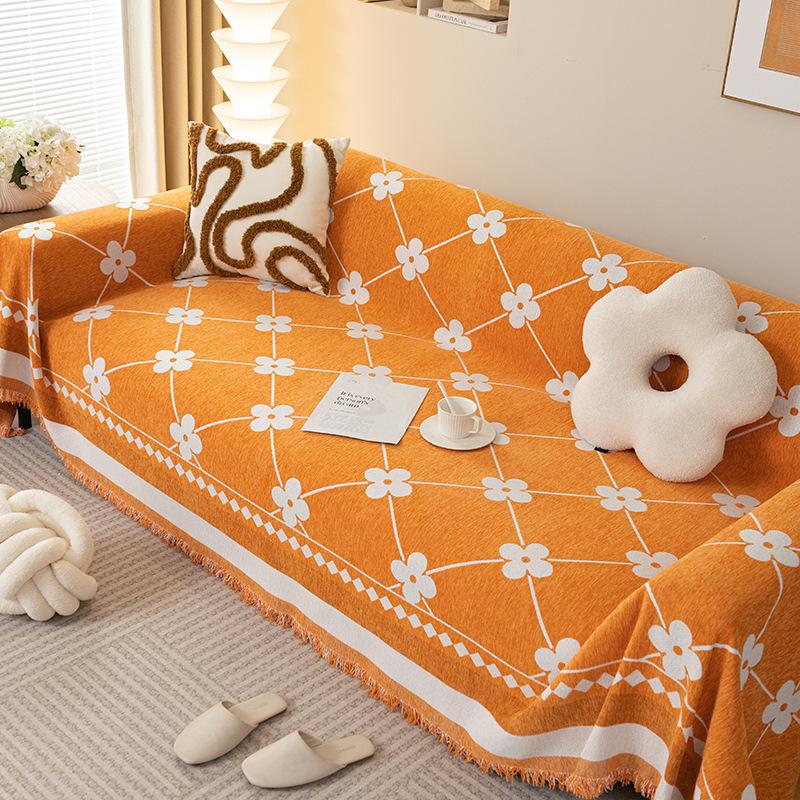 Fresh Four Seasons Universal Four-Leaf Clover Chenille Sofa Towel All-Inclusive Living Room Sofa Cover One Piece Sofa Cover