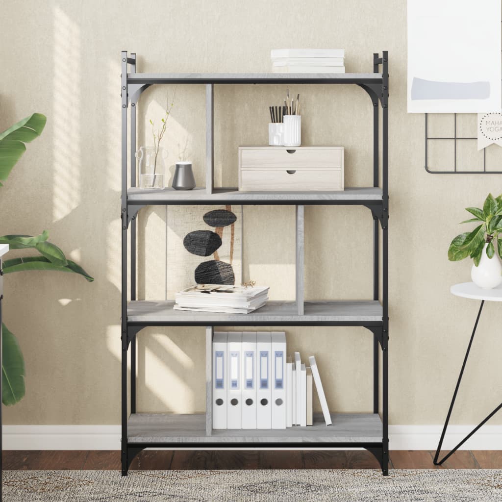 Bookshelf 4 Shelves Grey Sonoma 76 x 32 x 123 cm Engineered Wood