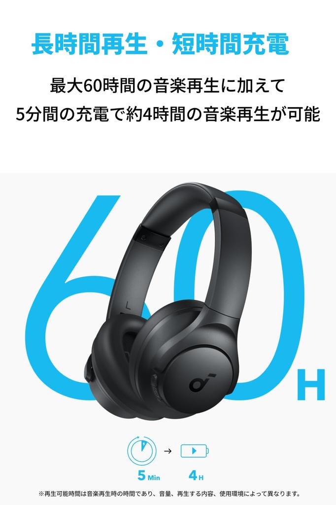 Anker Soundcore Q11i беспроводное разрешение, совместимый глубокий бас, до 60 часов воспроизведения музыки, совместимое специальное приложение, черный (Блютуз 5.3