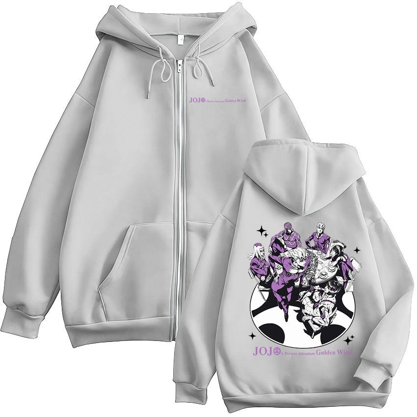 Anime JoJo Bizarre Adventure Golden Wind Graphic Manga Zipper Hoodies Men Women Clothing Fashion Hip Hop Zip Up Sweatshirts Coat
