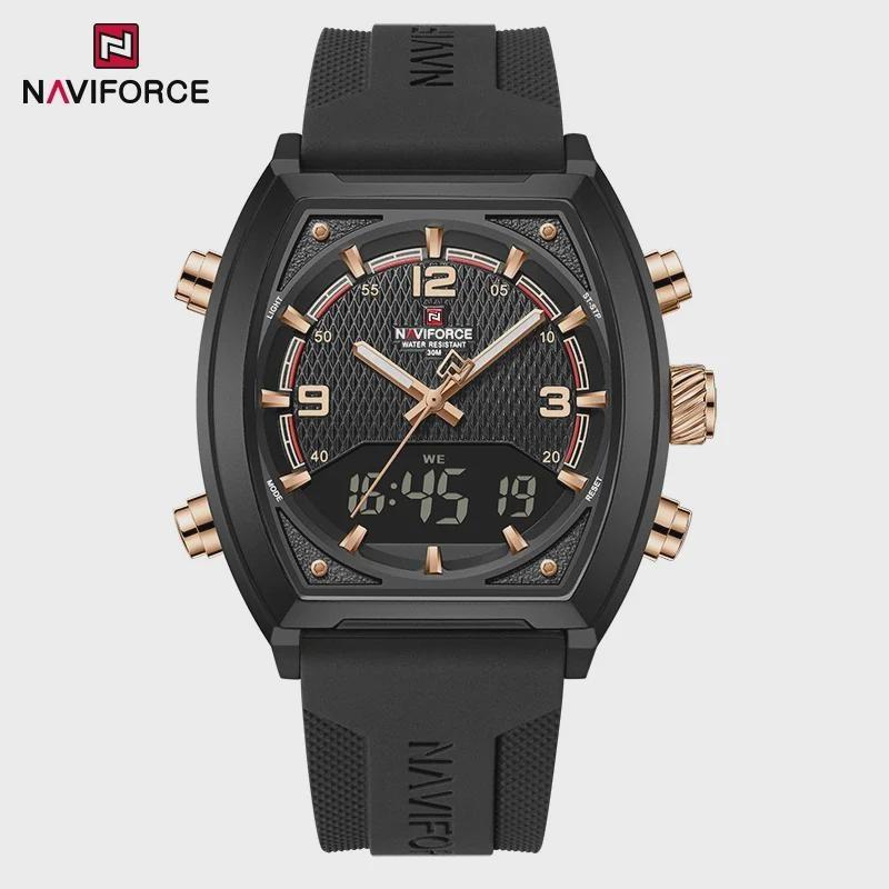 Quartz Watch for Men Digital Sports Watches Man Dual Display Alarm Wristwatch Waterproof Luxury Tonneau Dial Clock