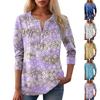 Женская мода повседневный топ с длинным рукавом и круглым вырезом с цветочным принтом