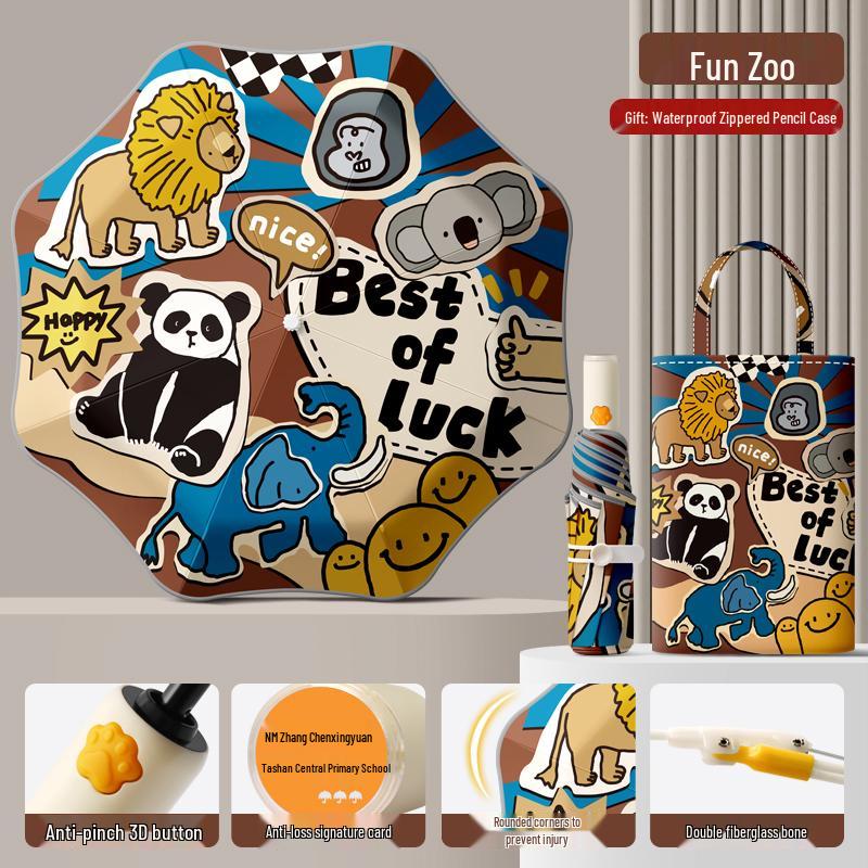 Автоматический складной детский зонт двойного назначения с кольцевой пряжкой – Защита от солнца для школьников и школьниц