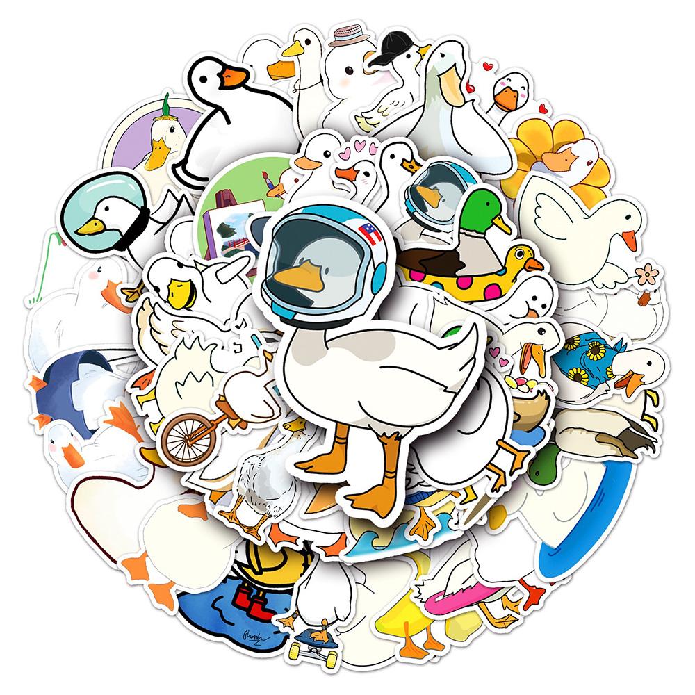 10/50 шт. смешанные милые забавные большие белые наклейки с изображением гуся, наклейки с уткой, граффити, наклейки для DIY, багажа, ноутбука, скейтборда, велосипеда, наклейки