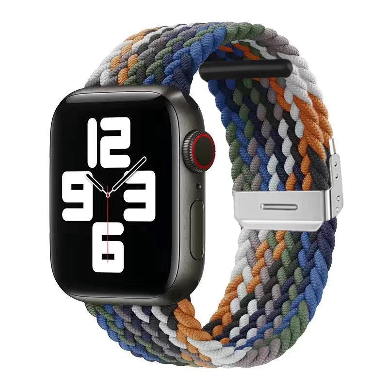 Nylon Fabric Band for Apple Watch Series 8 7 6 SE 5 4 3 38 40mm 42mm 44mm 41MM 45MM 49 Ultra Braided Solo Loop Strap for Iwatch