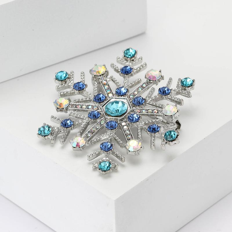 Trendy Rhinestone Snowflake Brooches Popular Design Flower Pins Jewelry Accessories Gift