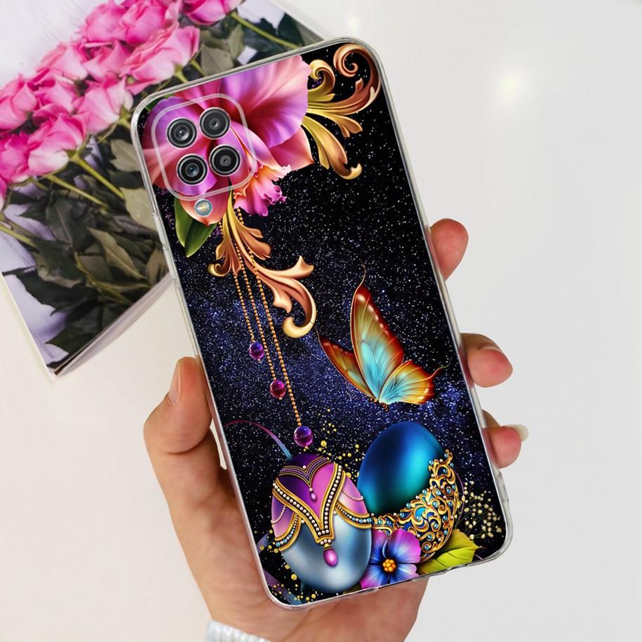 Чехол для Samsung Galaxy A12 Прозрачная накладка Модный Цветок Тонкий Мягкий ТПУ Чехол для Телефона Для Samsung A12 SM-A125F M12 F12 A 12 Capa
