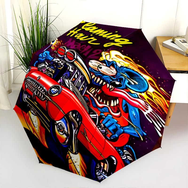 Rat Fink Boss Car Art Folding umbrella Suitable for all seasons durable Gift Umbrella Sun umbrella