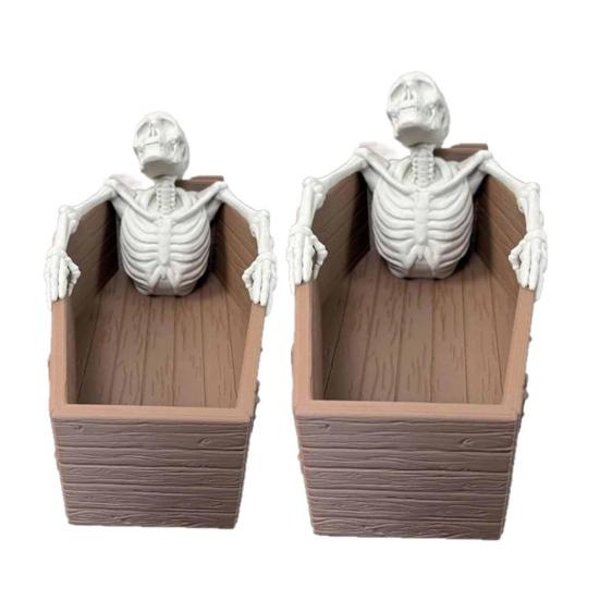 Готический держатель для конфет на Хэллоуин, коробка для конфет в форме гроба с 3D фигуркой скелета, жуткая настольная конфетница, маленький сервировочный поднос для угощений на Хэллоуинской вечеринке