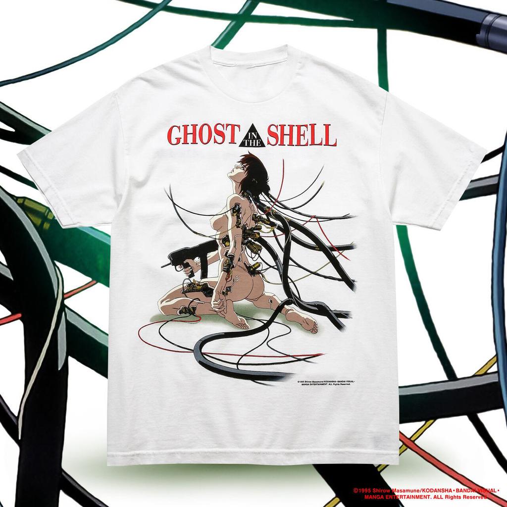 Ghost In The Shell T-shirts Men's Anime Oversized Graphic T-Shirt Japanese Old School Anime T-shirt Y2k Men's Clothes Male Top