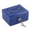 1Pc Mini Portable Iron Petty Lockable Cash Money Coin Safe Security Box Household (Blue)