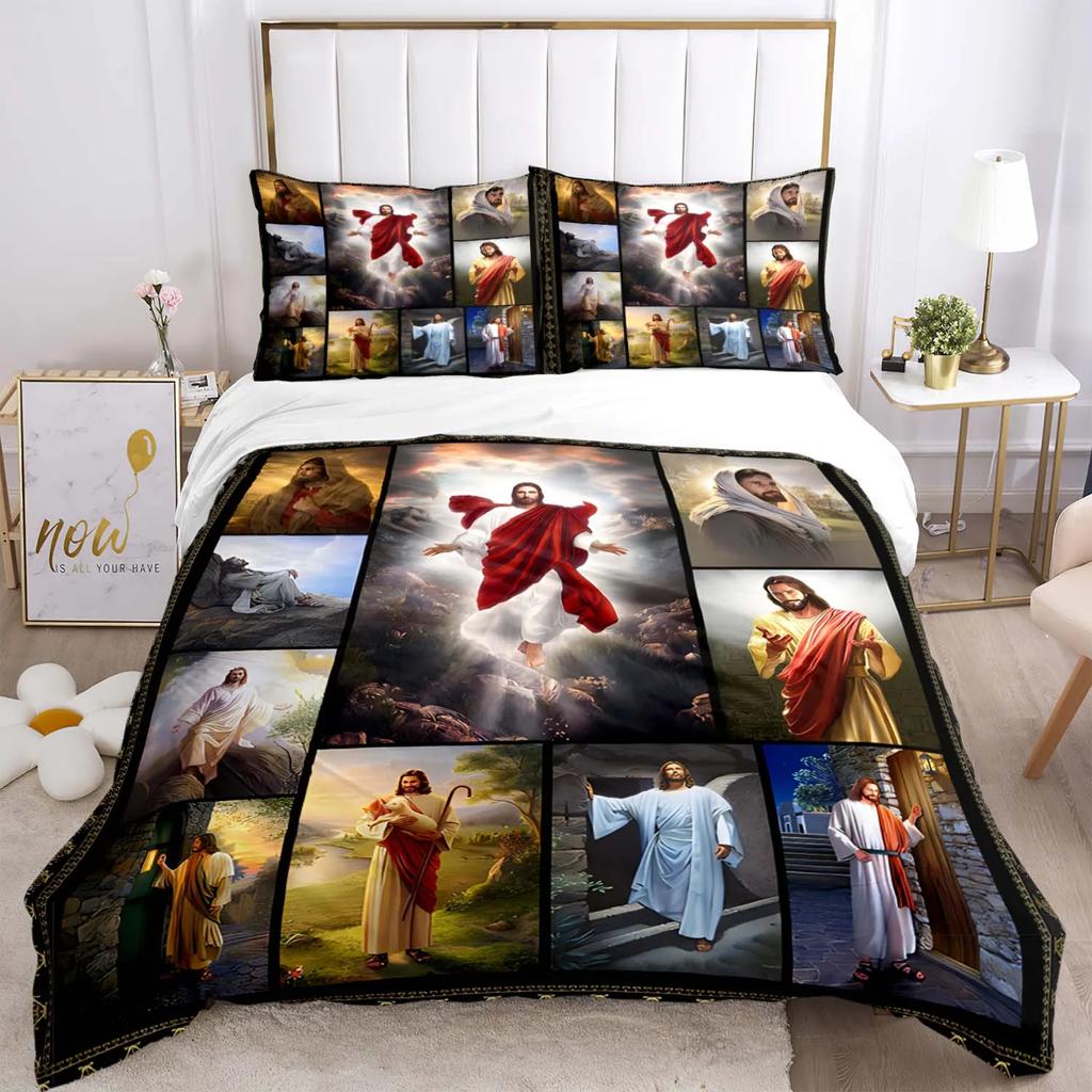 Комплект постельного белья «Иисус, Дева Мария», пододеяльники для фильмов ужасов на Хэллоуин, детское постельное белье, декор, постельное белье с наволочкой, без простыни, 3 шт.