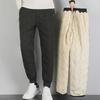 Men's Plus Size Winter Lamb Wool Cotton Trousers - Warm, Loose, Straight Casual Pants