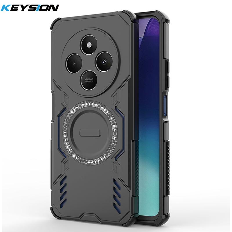 KEYSION Полый чехол для отвода тепла для Redmi 14C Мягкий силикон+ПК Магнитное охлаждение Противоударный чехол для телефона для Xiaomi POCO C75