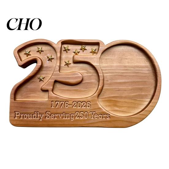 Salami And Cracker Board Wooden Charcuterie Tray, 250th Anniversary Patriotic Serving Platter American Independence Souvenir for Cheese Snacks,