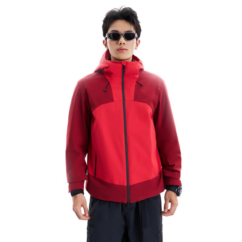Li Ning Outdoor CF Shell Три в одном Съемная флисовая Теплая Водонепроницаемая Многоцелевая Спортивная куртка Мужские куртки Киноварно-красный Винтажно-красный AWBW017-1
