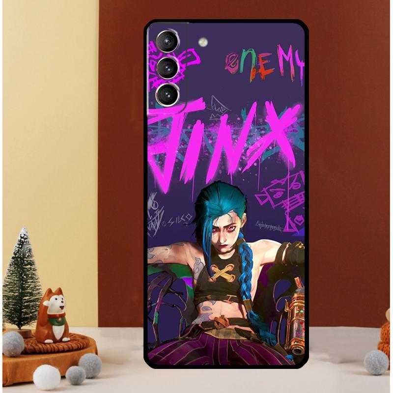 Чехол для Samsung Galaxy S23 S24 Ultra S8 S9 S10 S22 Plus Note 10 20 Ultra S20 S21 FE с персонажем Джинкс из аниме Аркейн