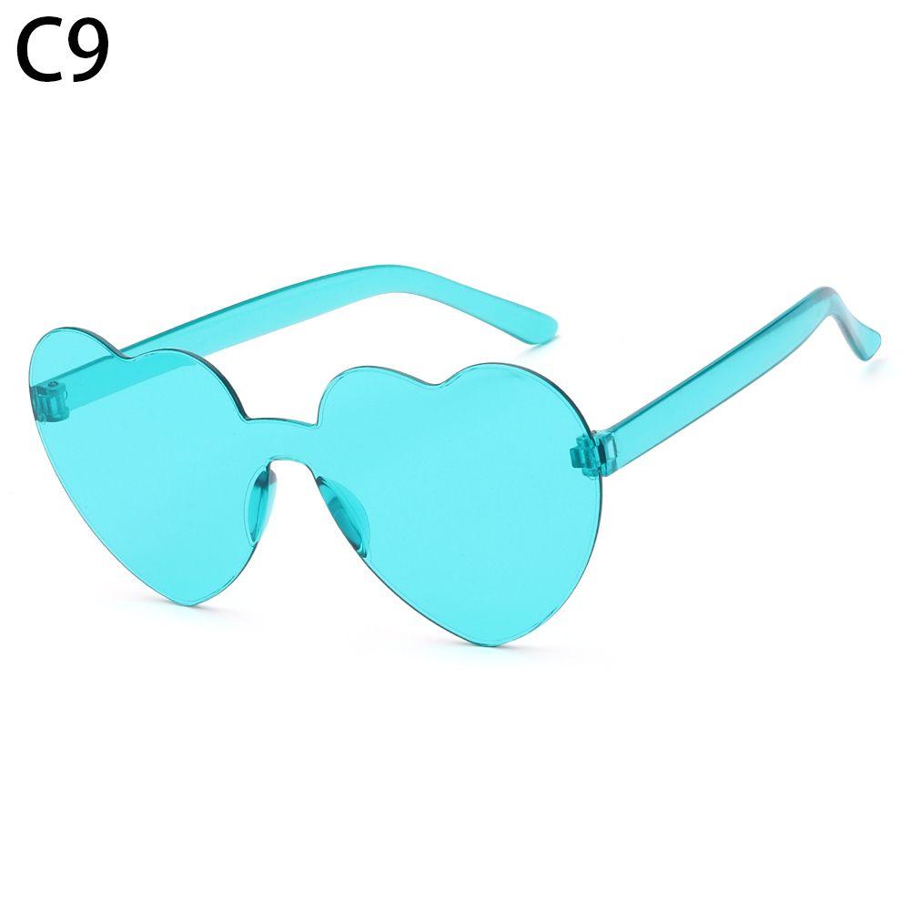 Accessories Trendy Candy Color Eyewear Heart Sunglasses Rimless Sunglasses for Women Heart Glasses