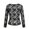Women's Elegant V-neck Scalloped Neck Edge Solid Colour Long Sleeve Slim Slim Pullover Lace Top