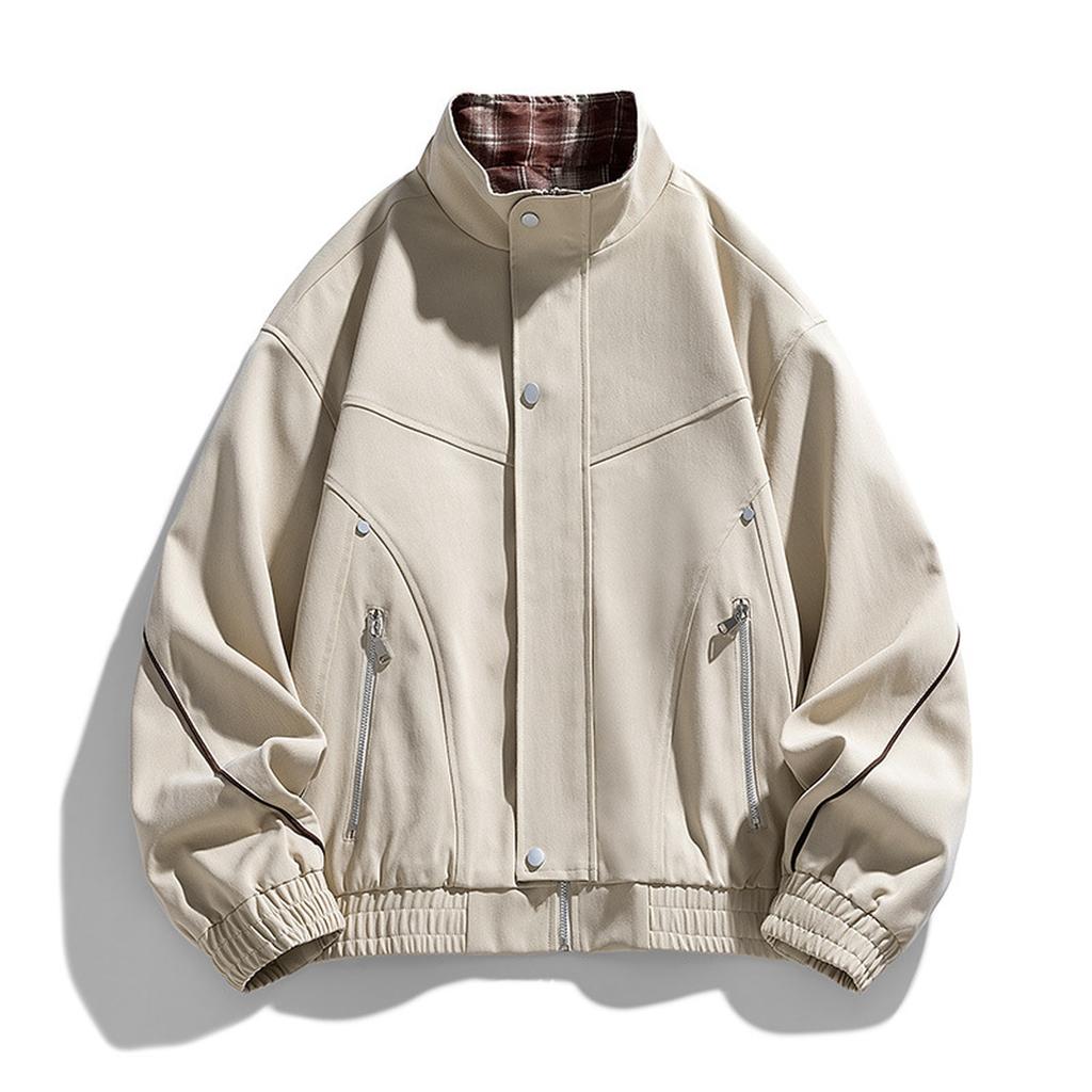 Men's Retro American Long-sleeved Stand Collar Jacket New Casual All-match Loose Jacket