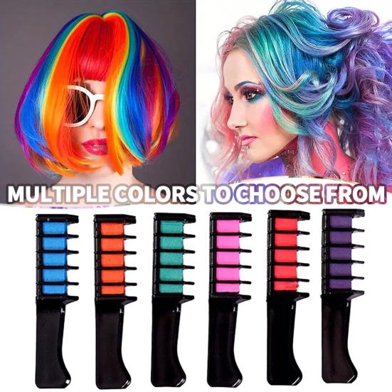 Расческа-мелок для волос 6 цветов, смываемая, мгновенная краска для волос, расческа для Хэллоуина, Рождества, косплей-вечеринки, одноразовая временная расческа для окрашивания волос