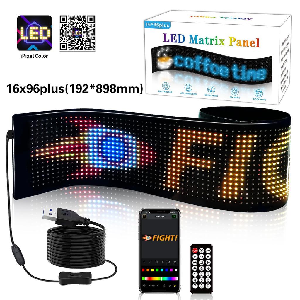 RGB Автомобильная присоска Мягкий экран Дисплей Светодиодный Пульт дистанционного управления Управление приложением USB-разъем ПУ Водонепроницаемость и Высокая термостойкость