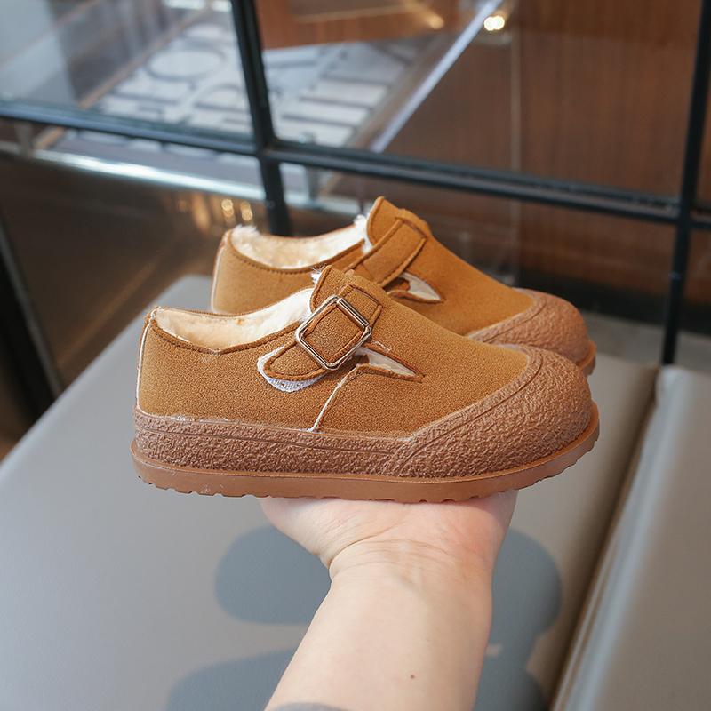 2024 New Children's Cotton Shoes Thickened Plush Winter Shoes for Girls Patchwork Simple Kids Causal Shoes Fashion Trend Outdoor