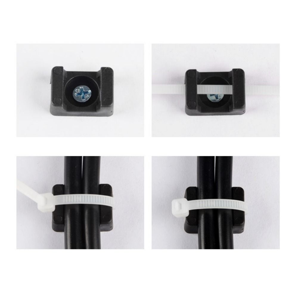 100PCS HC-4 Plastic Wire Mounts Seat Data Line Winder Cable Tie Fixed Seat