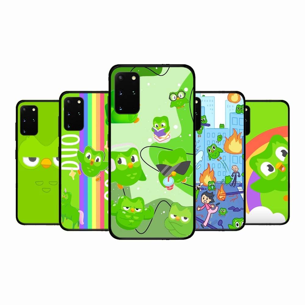 Популярный чехол для телефона с зеленой совой D-Duolingo для Samsung S 24 Fe 25 Ultra Plus 20 Lite 21 30 22 23 24 22 Ultra 5G Fundas