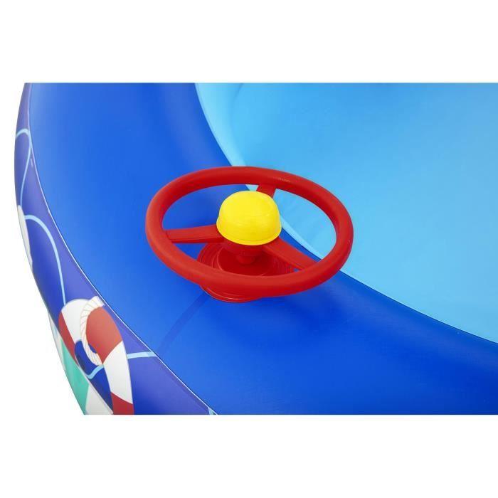 Piscine Gonflable pour Enfants - Bestway - Bateau Bleu avec Auvent et Gouvernail - 213x155x132 cm