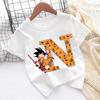 Футболка Dragon Ball Goku Детская с буквами от A до Z Топ Мультяшная Летняя Мода Белая с Коротким Рукавом Одежда Детская Повседневная Одежда Подарок
