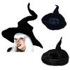 Костюм на Хэллоуин Женщина-ведьма Шляпа-твист Черный бархат Ведьма Маг Бархатная шляпа Вечеринка Косплей Реквизит Фестиваль Декор Аксессуары