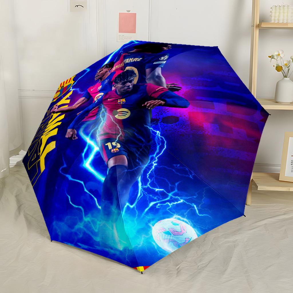 Lamine Yamal's Spain's Soccer Star Portable Automatic Umbrella Compact & Durable 8-Rib Design Foldable Design for Outdoor Daily Use Elegant Women's Um