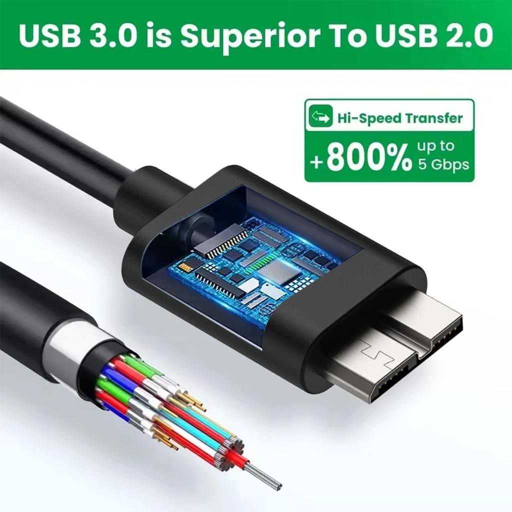 Кабель Type A Male на Micro B для быстрой синхронизации данных 100 Вт USB 3.0 Высокоскоростные кабели передачи данных для жесткого диска Samsung HDD SSD Кабель Sata