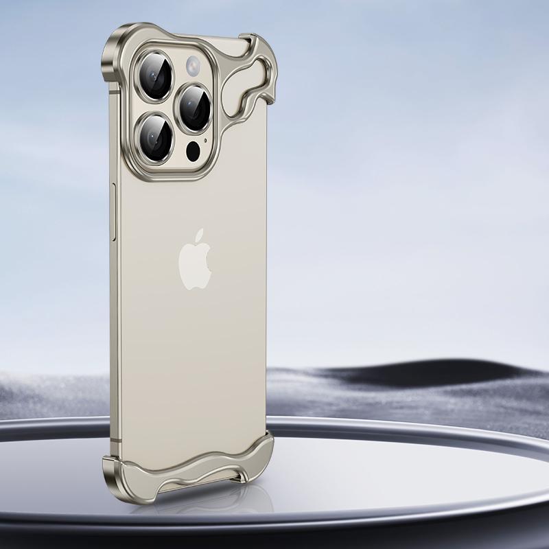 Металлический неровный бампер из титанового сплава для iPhone 17 16 15 14 13 12 Pro Max 15 Plus с угловыми накладками, защитной пленкой для объектива, чехол-фунда