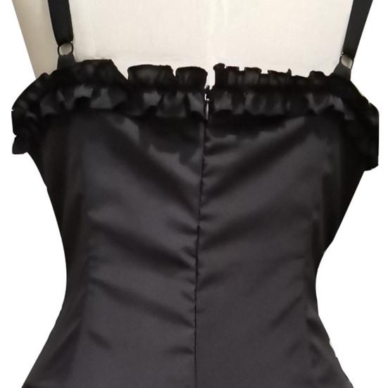 Женское платье для косплея в готическом стиле, ведьма, многослойный сетчатый костюм с рюшами и подолом на Хэллоуин, на шнуровке, на бретельках, без воротника, на молнии, без рукавов, трапециевидной формы.