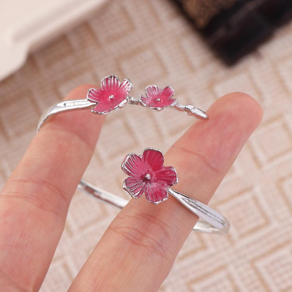 Drop Oil Design Open Adjustable Ring Dainty Flower Bracelet New Cherry Blossom Ring Gift