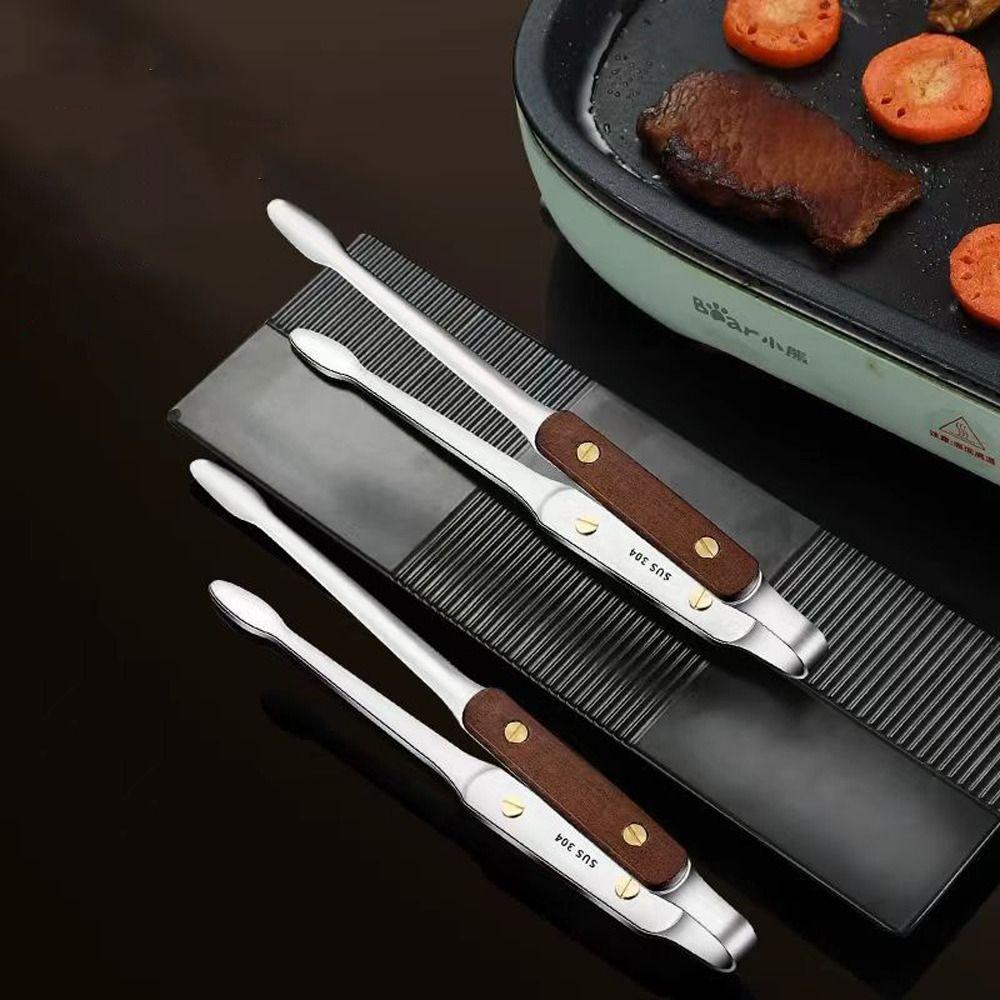 Anti-scalding 304 Stainless Steel BBQ Tongs Anti-slip Barbecue Tool Steak Clip Home Cooking