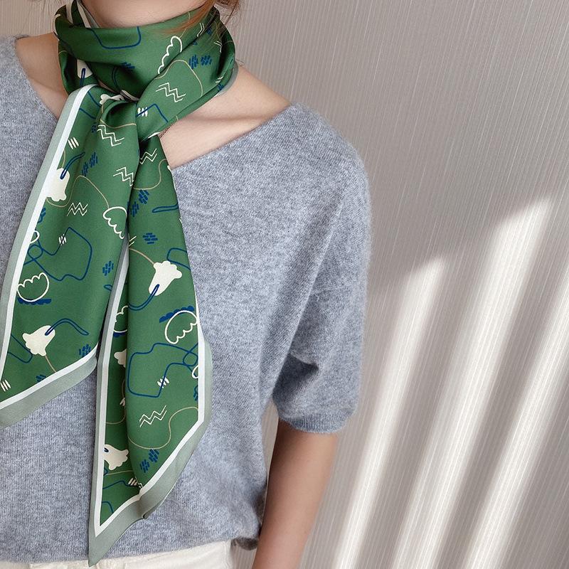 Весенне-летний атласный длинный шарф для женщин, солнцезащитная шаль, модный атласный длинный шарф для красоты, универсальный дорожный шарф