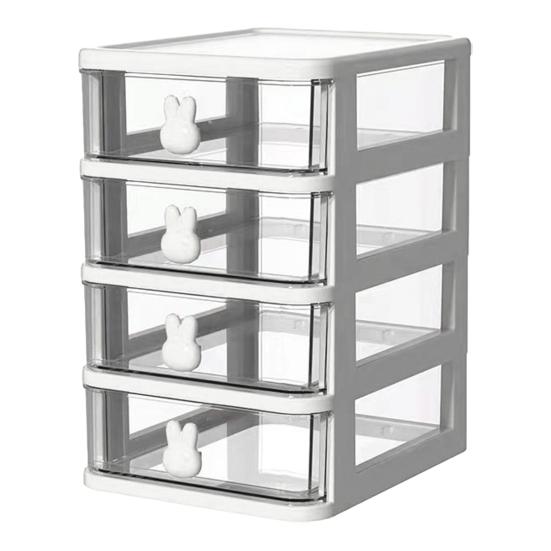 Storage Box Plastic Drawer Desk Organizer Clear Multi-Layer Desktop Storage Box with Bunny Handles Large Capacity Office Supplies