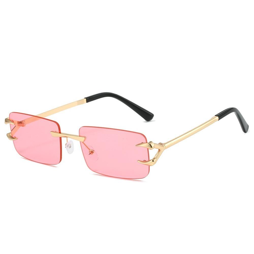 New Frameless Sunglasses Fashionable and Simple Square Frameless Ocean Colored Sunglasses