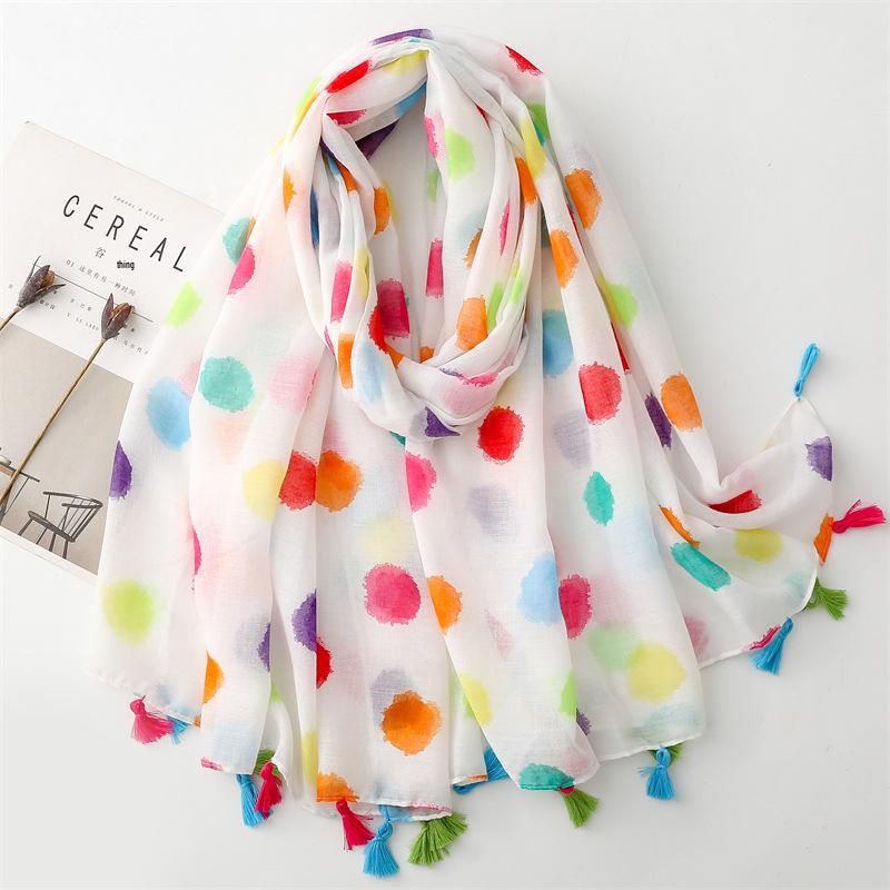 Женский этнический хлопково-льняной шарф Yitao: Дизайн с кисточками в виде колосков оранжевой пшеницы, идеально подходит для путешествий, пляжа или использования в качестве шали