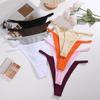 FINETOO Хлопковые трусики для женщин, сексуальное нижнее белье с Т-образным вырезом, однотонное нижнее белье S-XL, стринги
