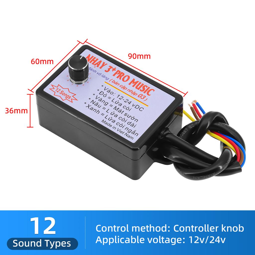 Universal Car Electronic Horn Controller 8 Sounds - 16 Sounds Musical 12V Controller Regulator for Car Boat Truck Marine Horn