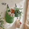 Wall Mounted Storage for Nursery 3PCS Woven Hanging Bag, Natural Cotton Rope Fruit Baskets, Organizer Hair Accessories Boho