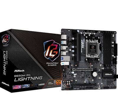 Материнская плата ASRock B650M PG Lightning совместима с процессором AMD Ryzen серии 7000 Материнская плата B650 Micro ATX Авторизованный дистрибьютор (Сокет AM5)