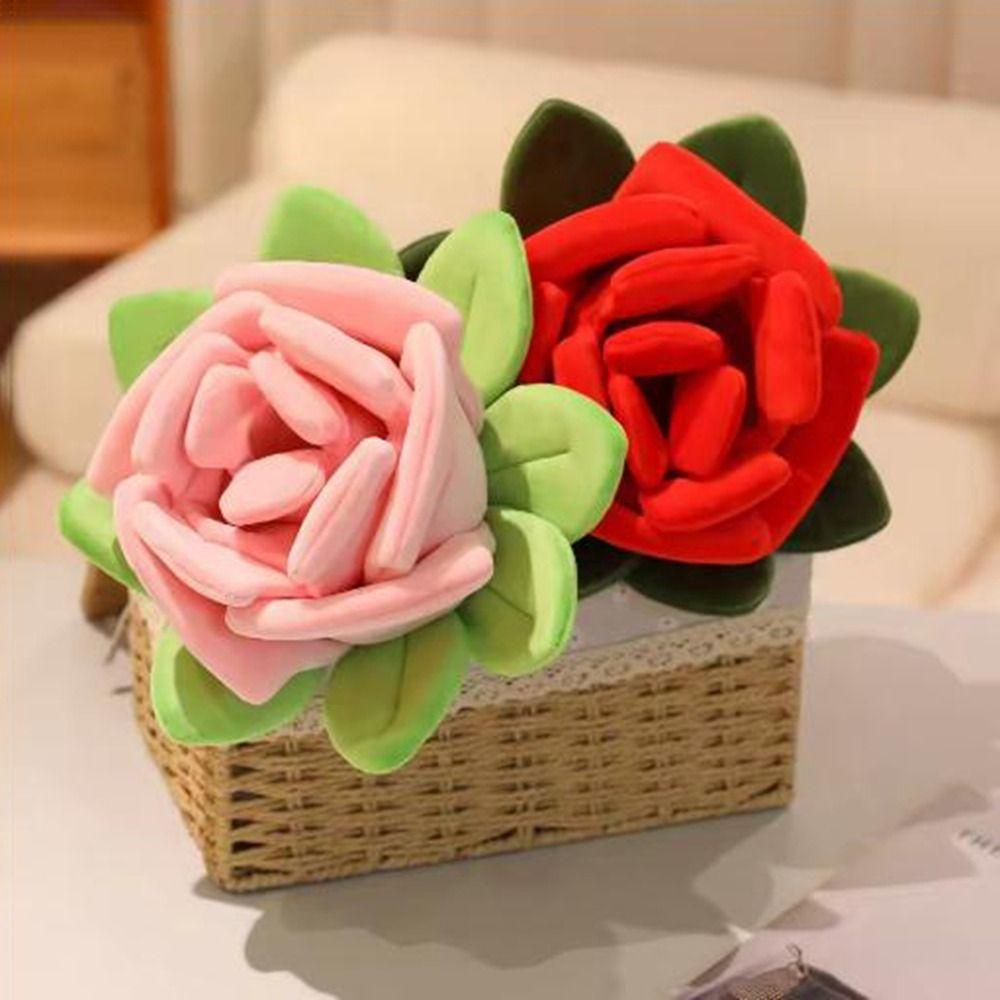 Romantic Red Rose Bouquet Soft Rose Plush Pillow Simulation Plush Rose  Home Decoration