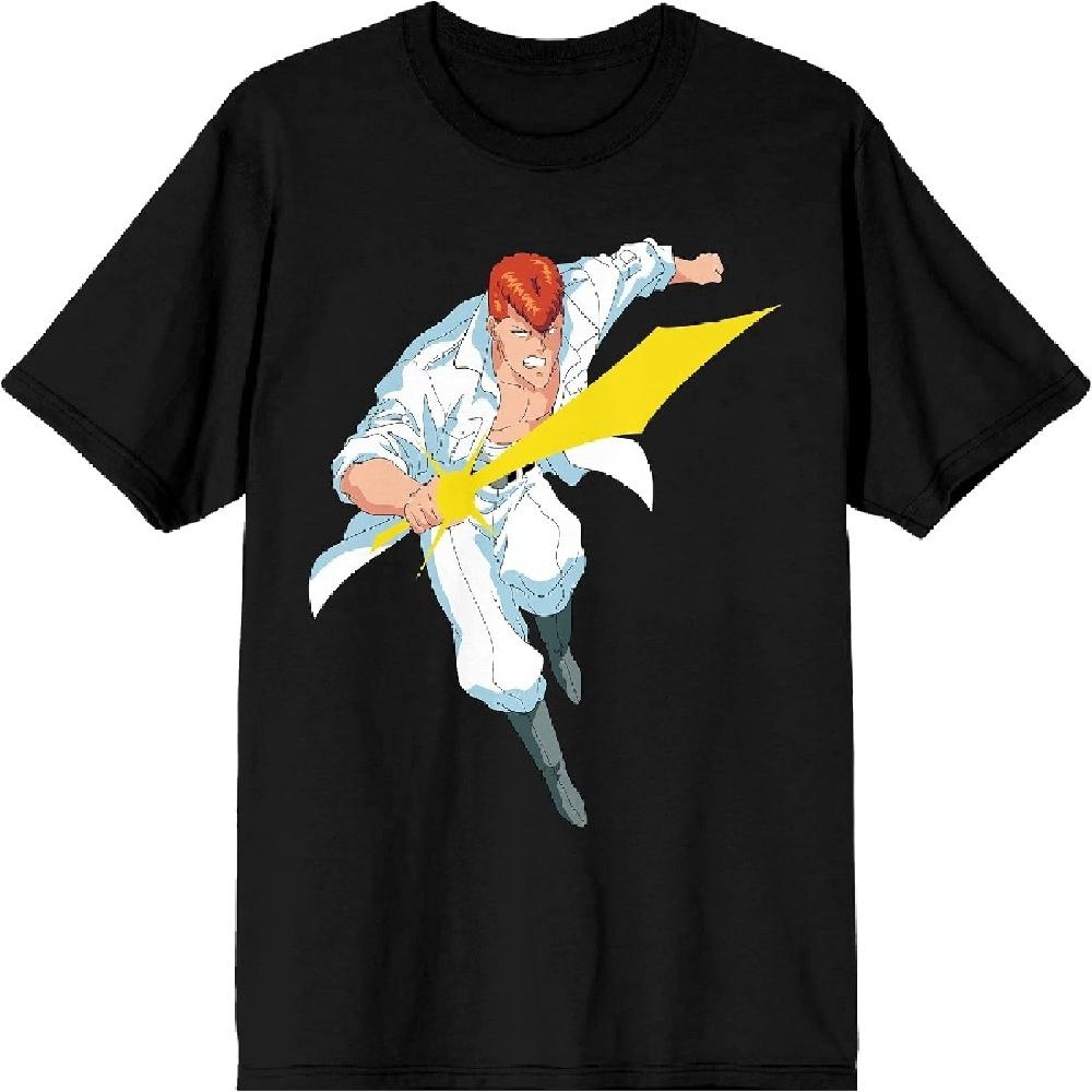 Bioworld Yu Yu Hakusho Кадзума Кувабара Персонаж Мужская черная футболка с графикой