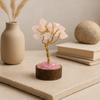 Rose Quartz Gemstone Tree Wood Base 15 Gemstones