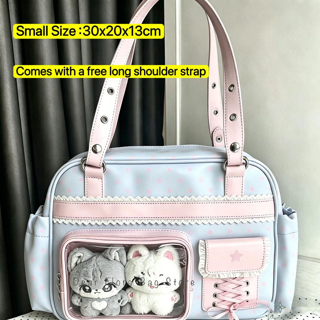 New Y2K Polka Dot Anime Ita Backpacks Large Capacity Crossbody Bag Cute Girls Transparent Shoulder Bag Otaku DIY Display Handbag